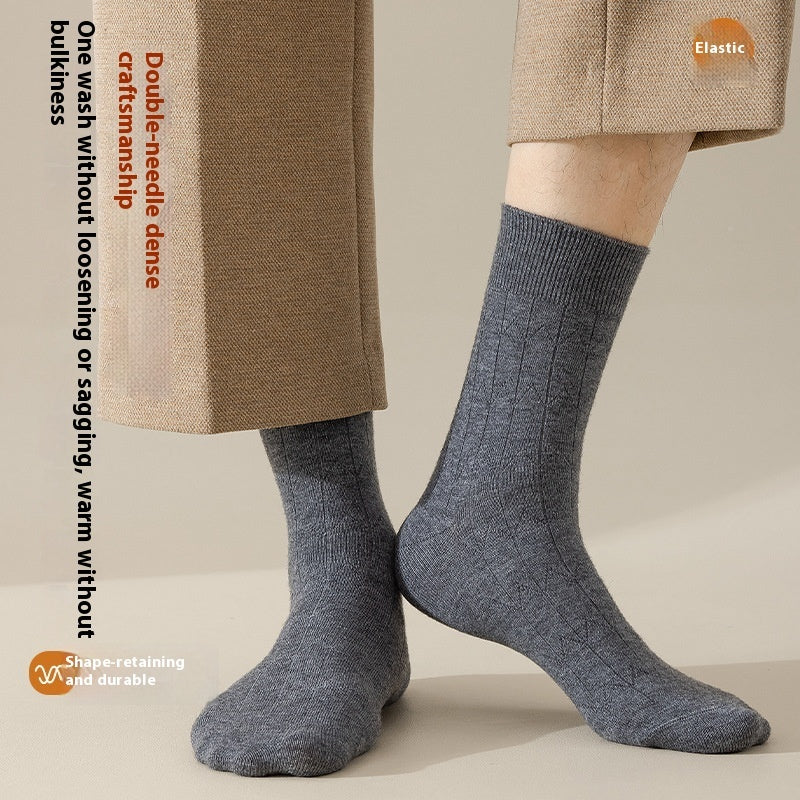 Pure Wool Socks Fallwinter Mid-calf Length Thermal Fleece-lined