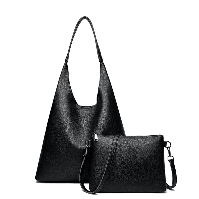 Retro Large Capacity Shoulder Bag Soft Leather Underarm Crossbody Bag