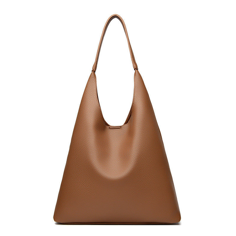 Retro Large Capacity Shoulder Bag Soft Leather Underarm Crossbody Bag