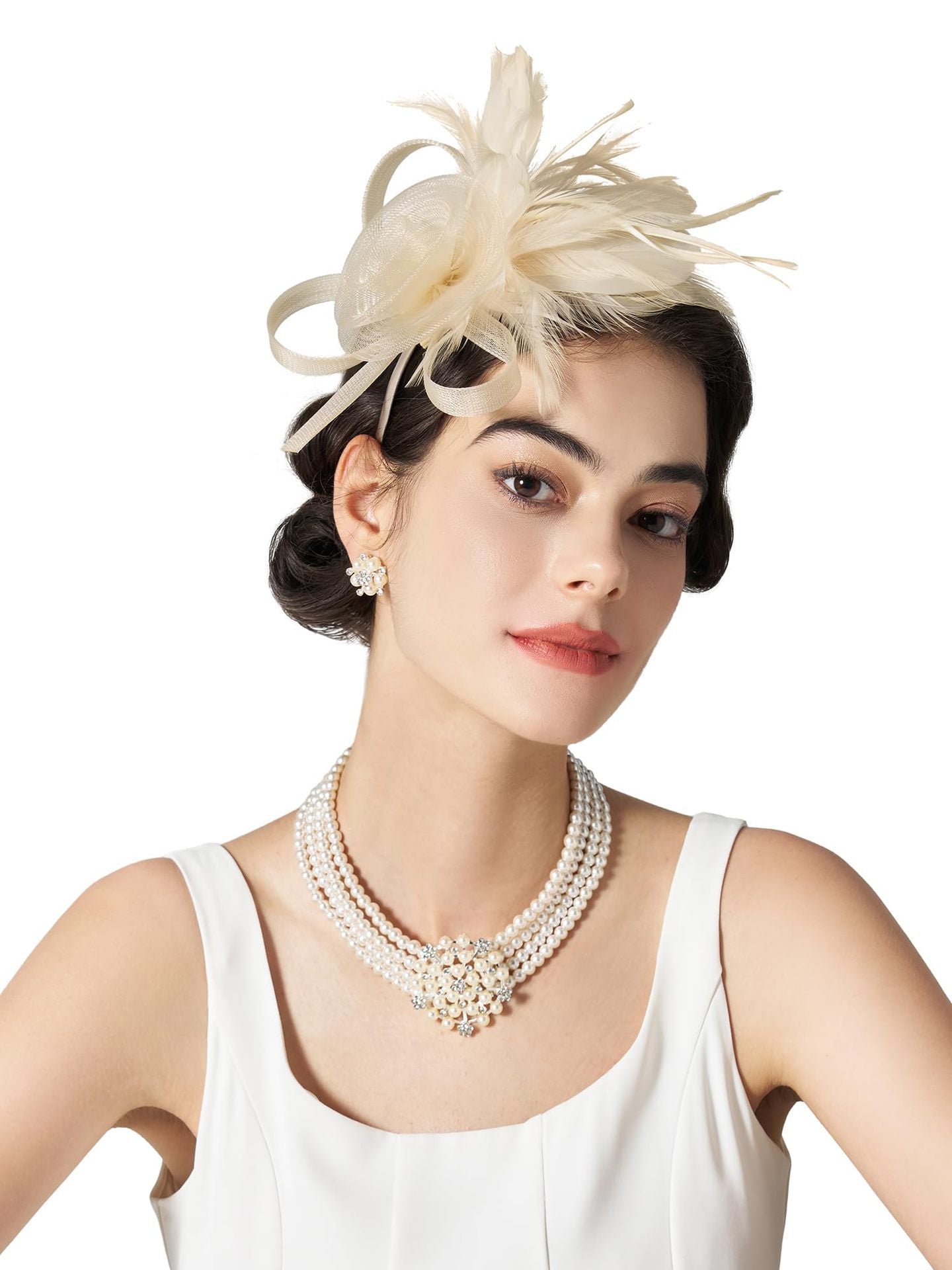 Mesh Feather Headwear Elegant Retro Versatile Headband