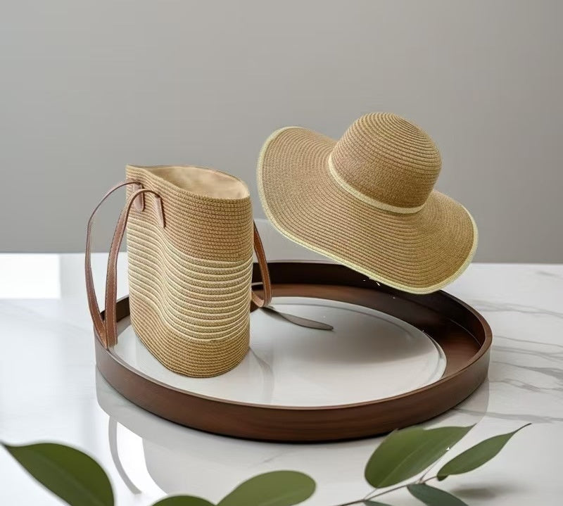 Seaside Vacation Sun Protection Straw Hat Bag Set