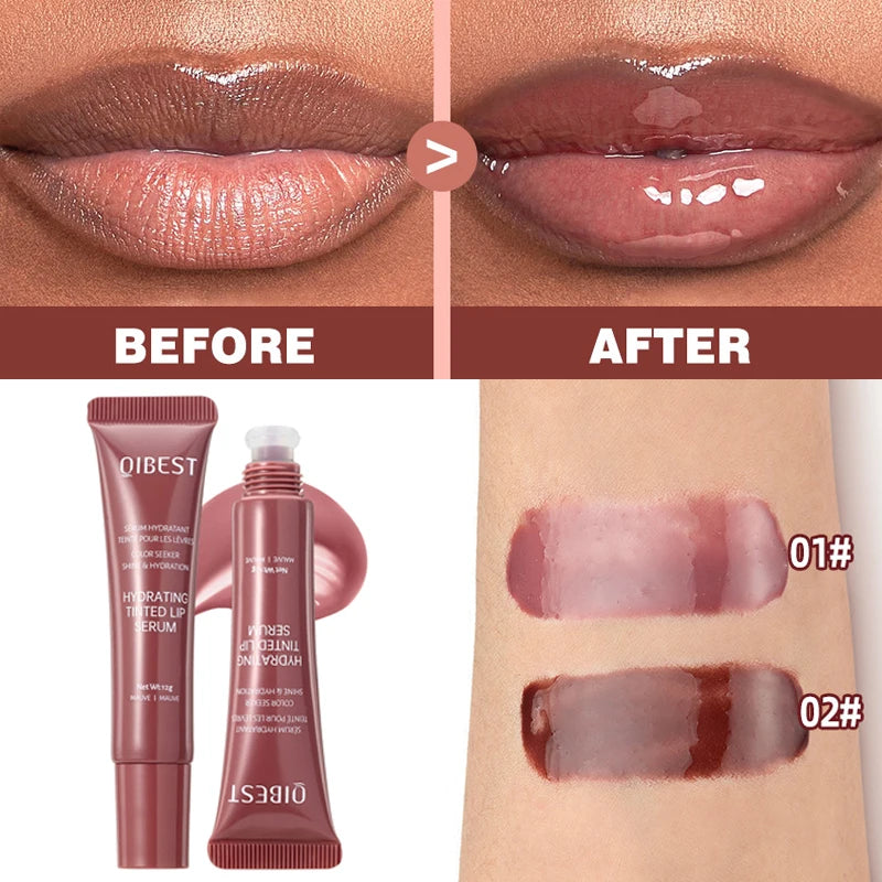 New Nude Red Bean Clear Water Gloss Glass Lip Gloss Moisturizing Chocolate Mirror Gloss Plumping Lip Tint Lip Cream Makeup 12g