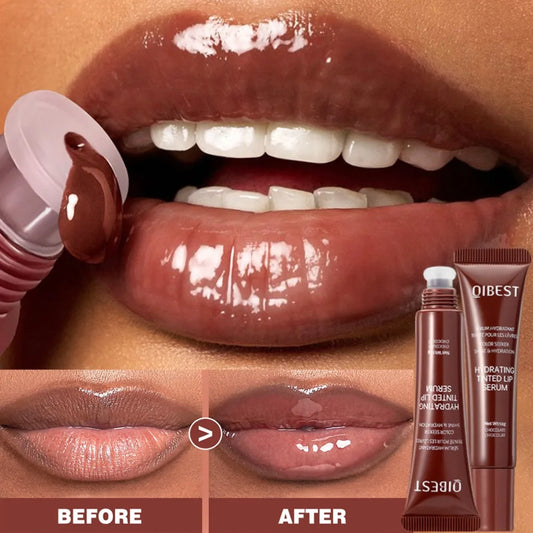 Nude Brown Plumping Lip Gloss Moisturising Colored Lip Serum Transparent Fullness Lips Tint Soft Tube Make Up Beauty Lips Care