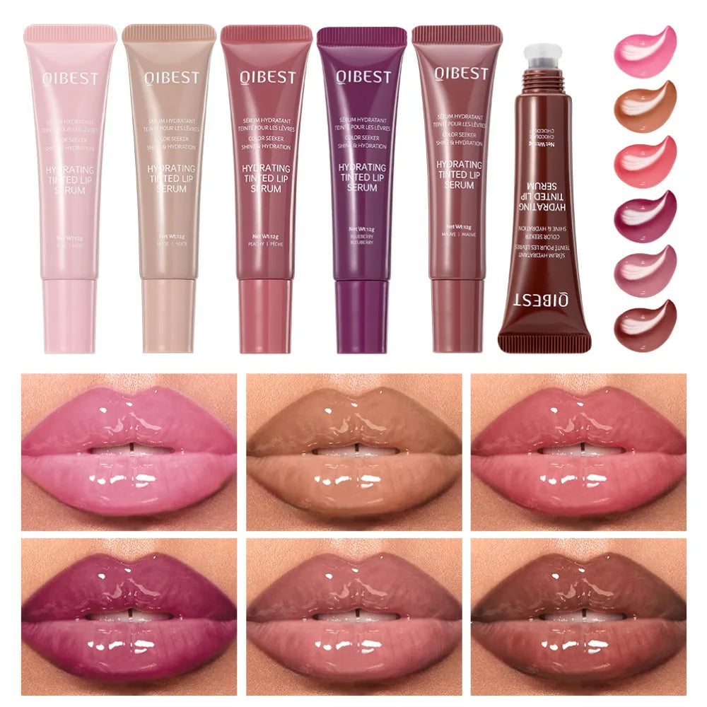 Nude Brown Plumping Lip Gloss Moisturising Colored Lip Serum Transparent Fullness Lips Tint Soft Tube Make Up Beauty Lips Care