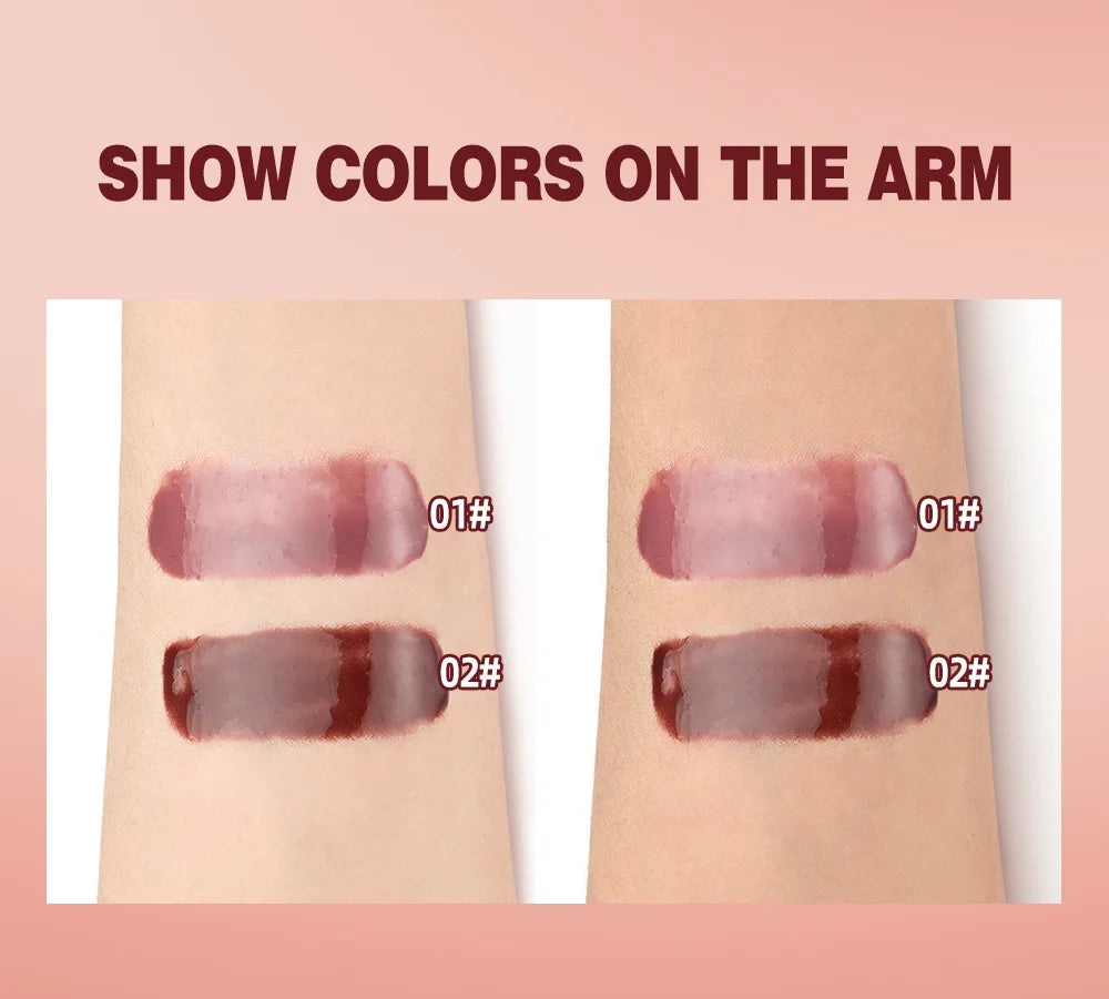 New Nude Red Bean Clear Water Gloss Glass Lip Gloss Moisturizing Chocolate Mirror Gloss Plumping Lip Tint Lip Cream Makeup 12g