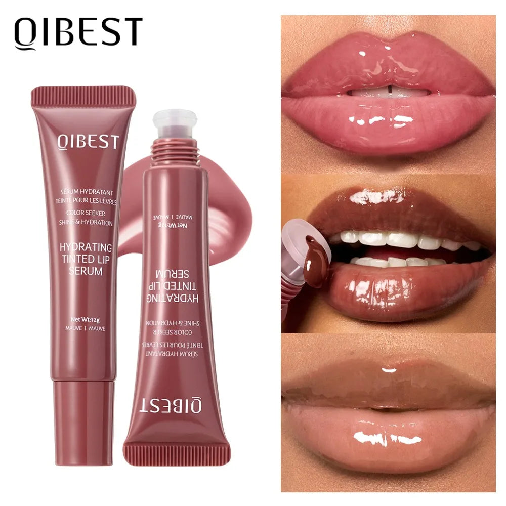 Nude Brown Plumping Lip Gloss Moisturising Colored Lip Serum Transparent Fullness Lips Tint Soft Tube Make Up Beauty Lips Care