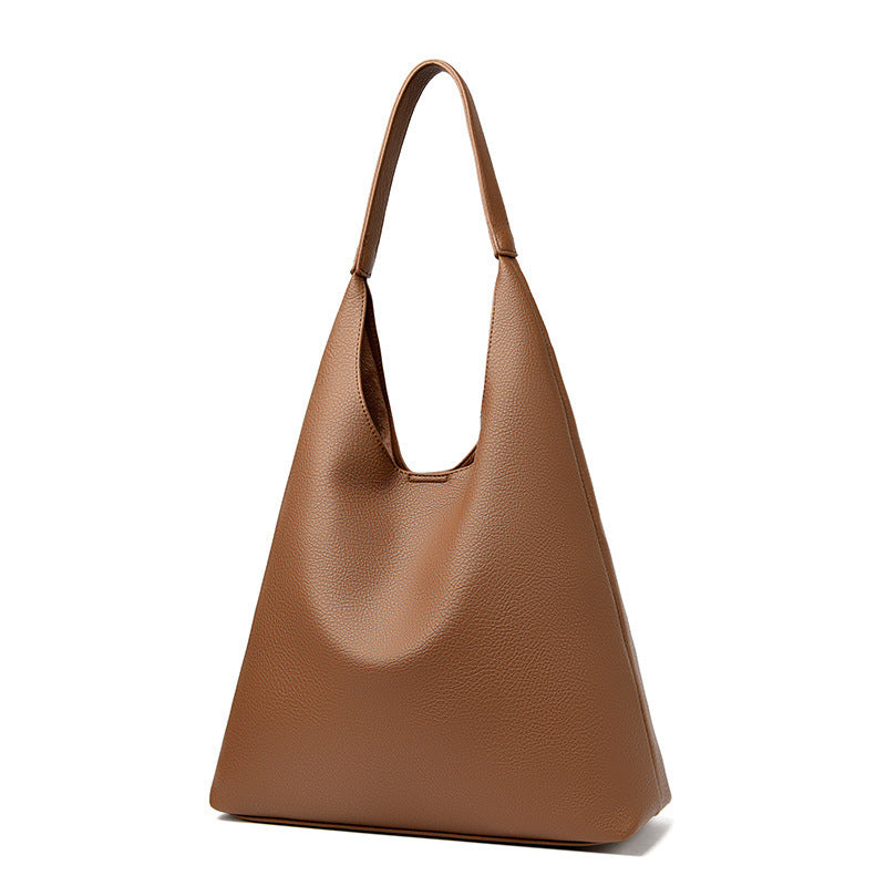 Retro Large Capacity Shoulder Bag Soft Leather Underarm Crossbody Bag