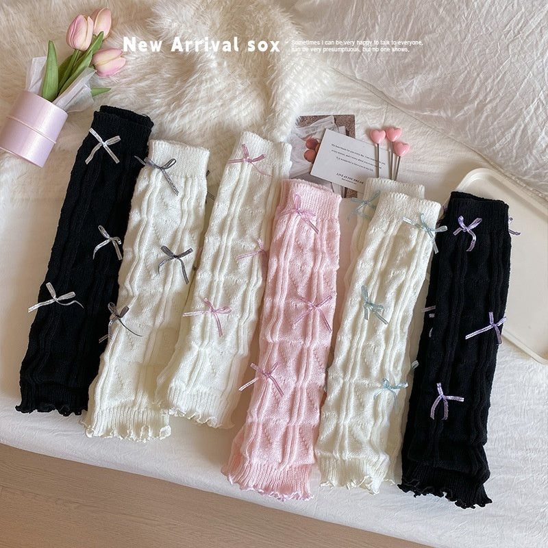 Children's Foot Sock Female Autumn And Winter Bow Pile Style Leg Warmer
