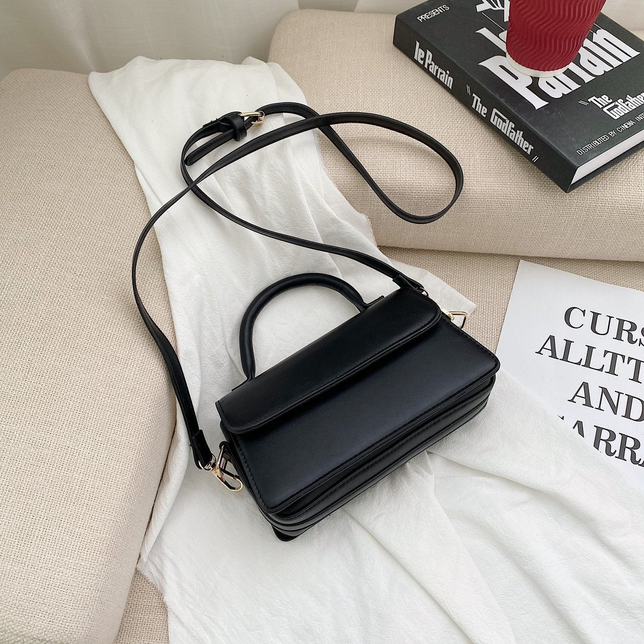 Retro Textured Solid Color Simple Handheld Versatile Shoulder Bag