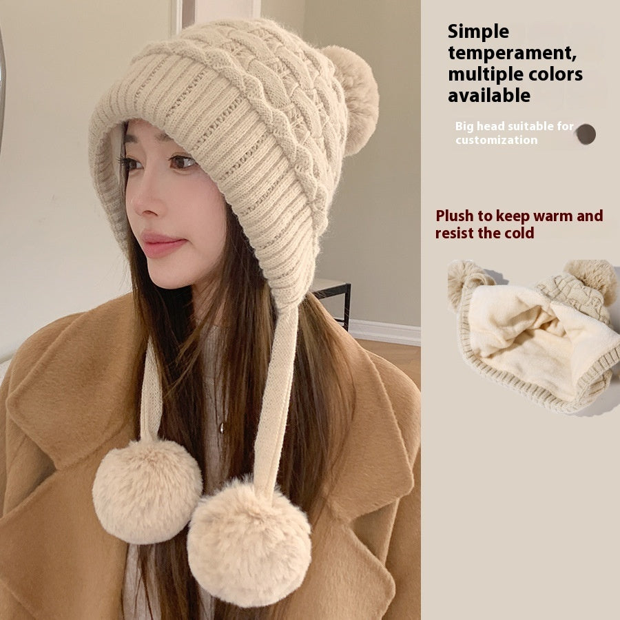 Idle Style Thick Double-layer Ear Protection Cold-proof Shuttlecock Rabbit Fur Hat