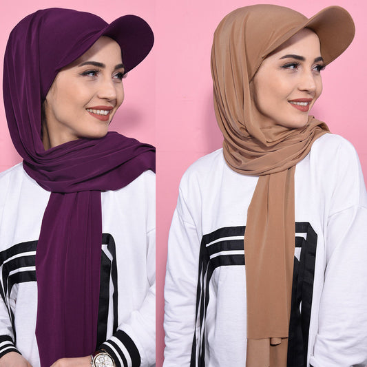 Solid Color Women's Scarf Hat Middle East All-matching Pullover Scarf Muslim Tam-o'-shanter