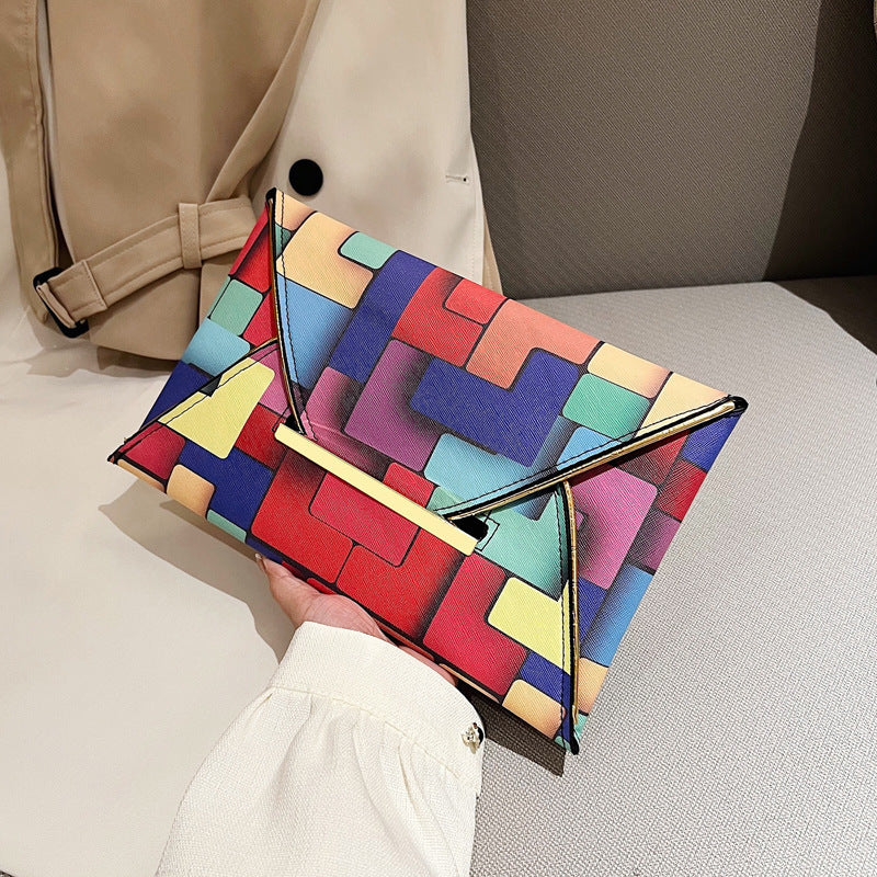 Western Style Leisure Fashion Plaid Contrast Color Small Square Bag