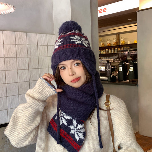 Autumn And Winter Christmas Fur Ball Snowflake Warm Hat Ear Protection Sweet