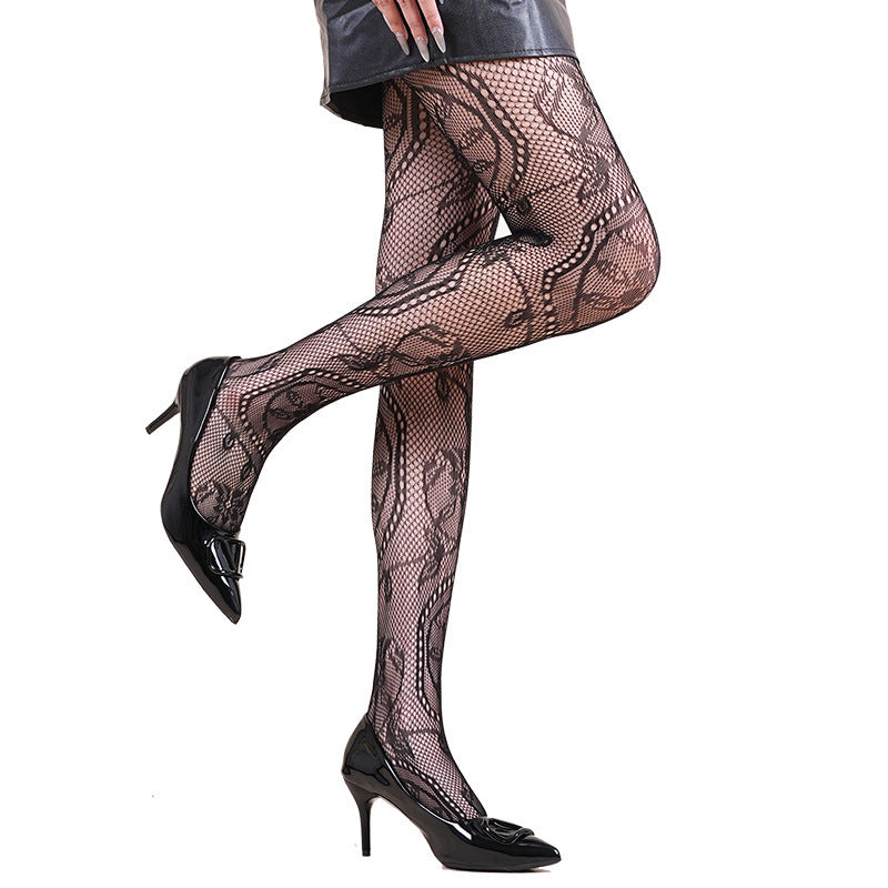 Halloween Spider Web Leopard Print Fishnet Stockings Women