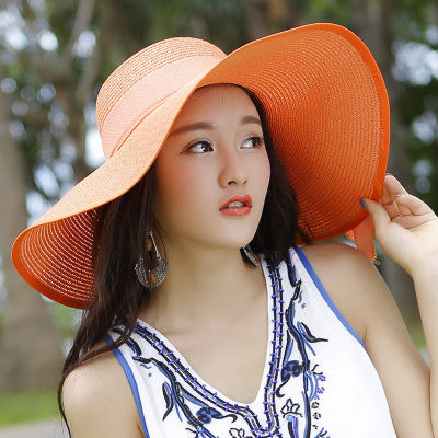 Hat Female Summer Tide Straw Hat Foldable Beach Hat Sun Hat Sun Protection