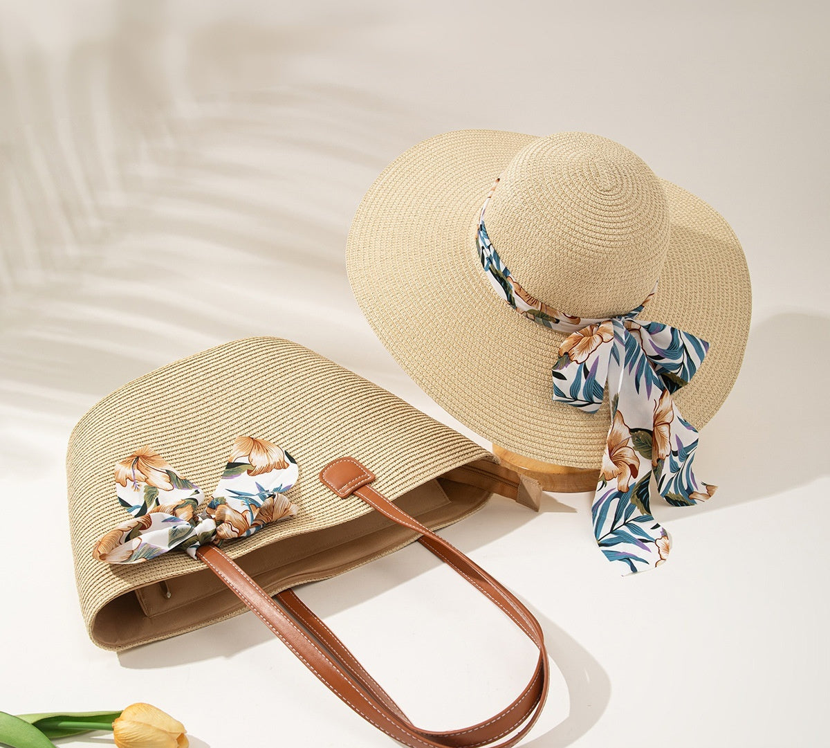 Seaside Vacation Sun Protection Straw Hat Bag Set