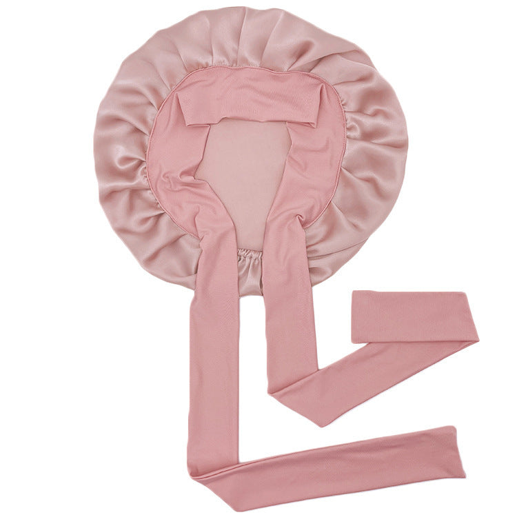 Simple Wide Ribbon Adjustable Silk Nightcap