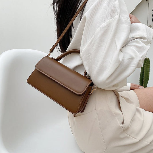 Retro Textured Solid Color Simple Handheld Versatile Shoulder Bag
