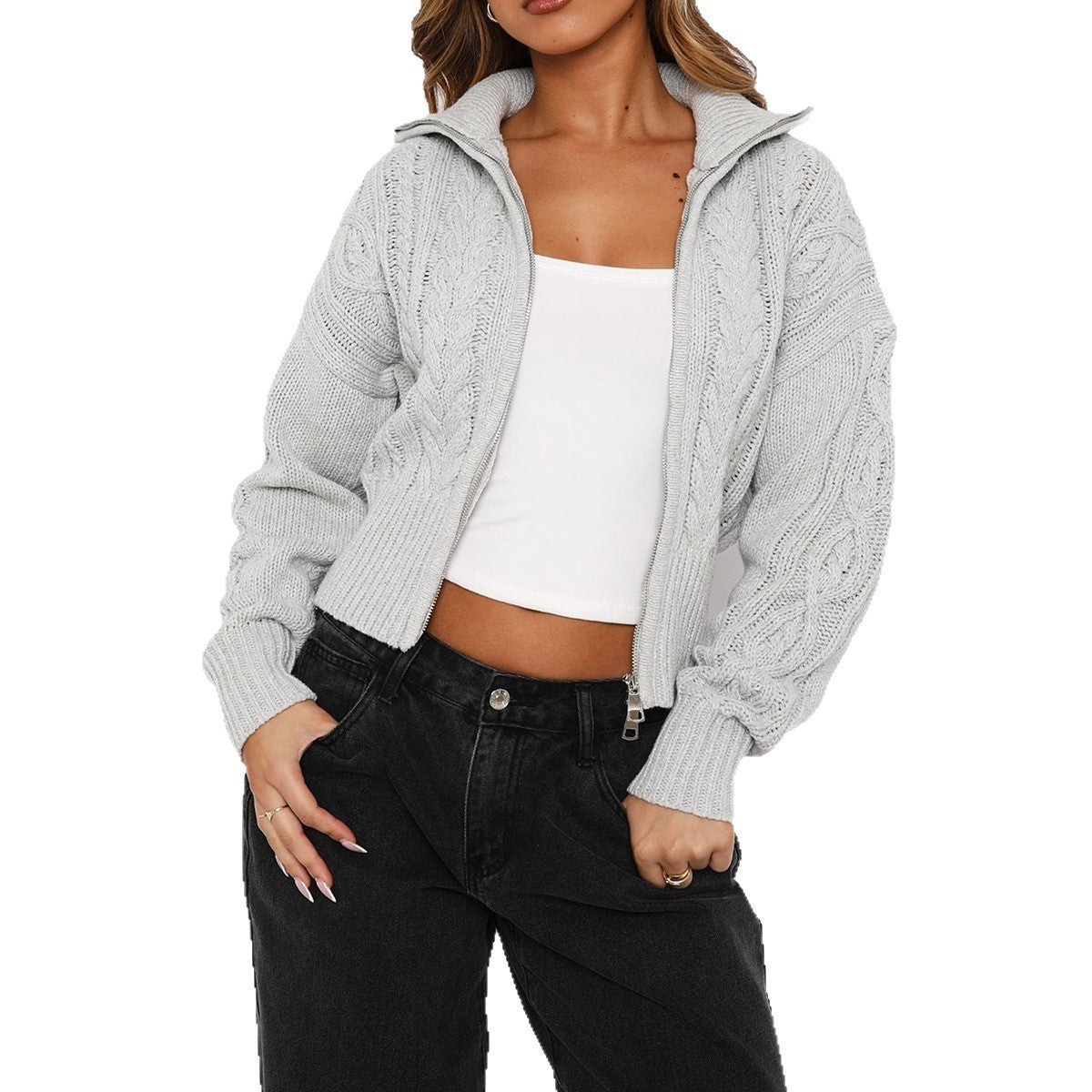 Simple Long Sleeve Solid Color Woolen