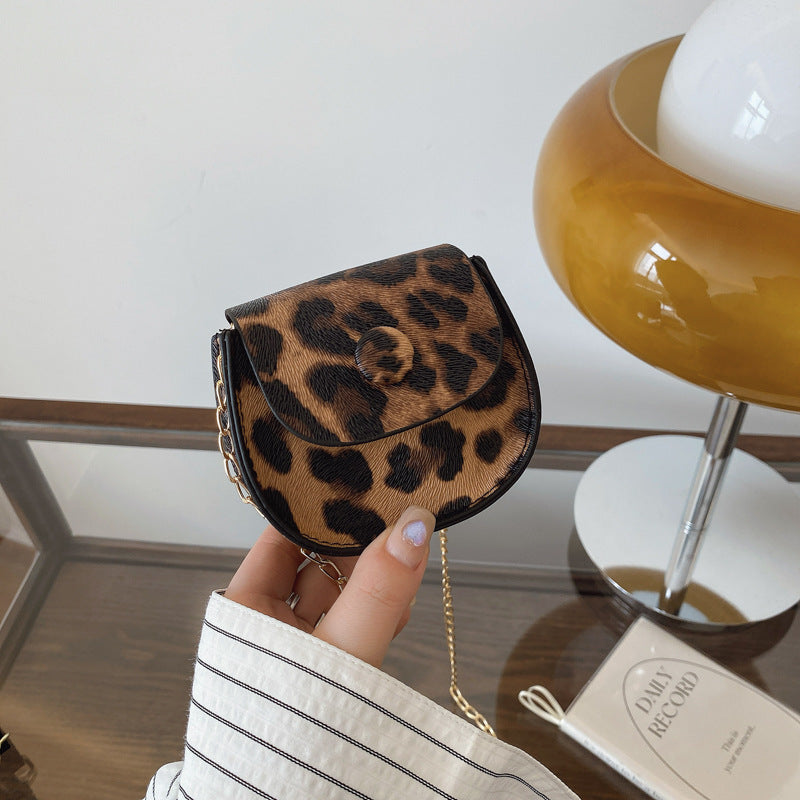 Niche Leopard Print Saddle Bag Mini Casual Simple Crossbody