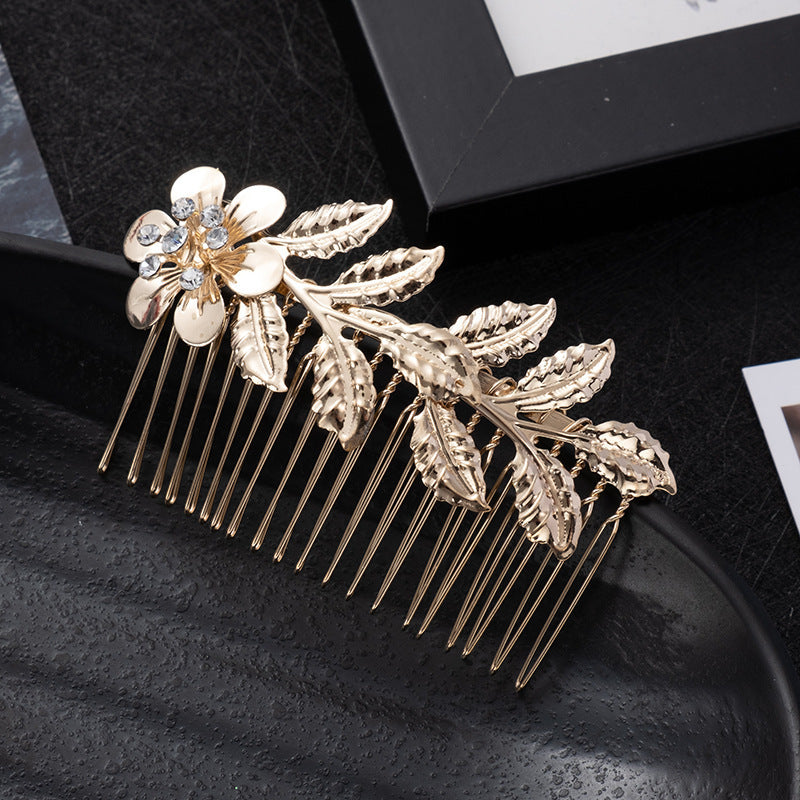 Golden Leaf Butterfly Vintage Alloy Hair Comb