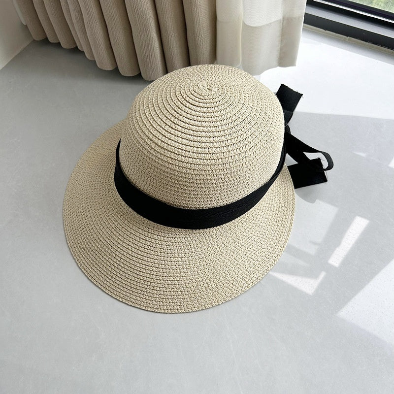 Sun Hat Women's Summer French Elegant Bow