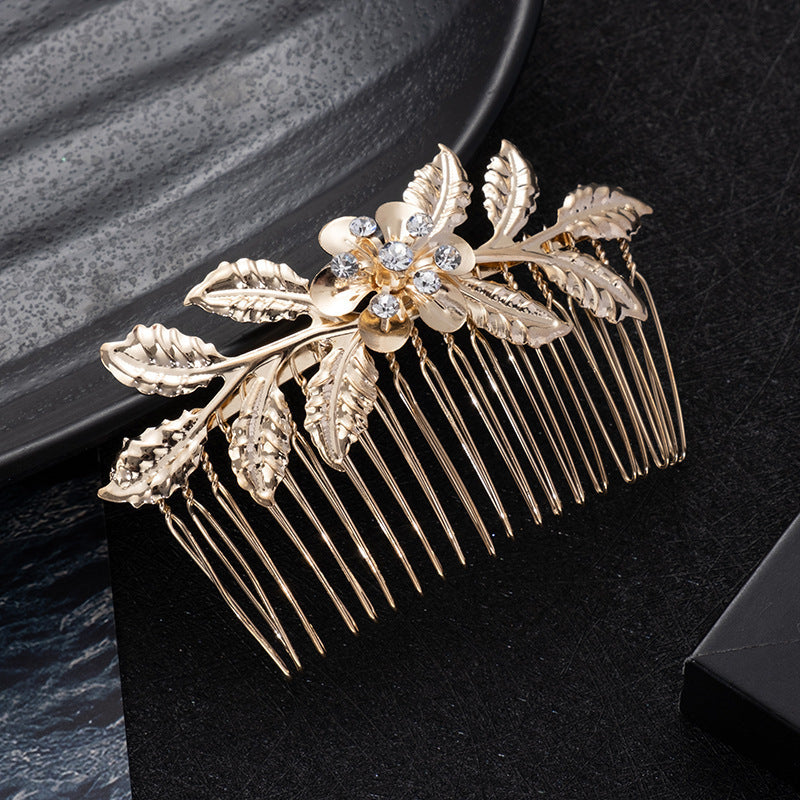 Golden Leaf Butterfly Vintage Alloy Hair Comb