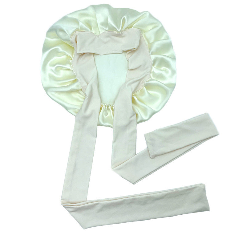 Simple Wide Ribbon Adjustable Silk Nightcap
