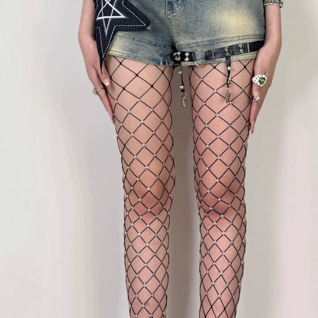 High Elastic Fishnet Black Silk Stockings