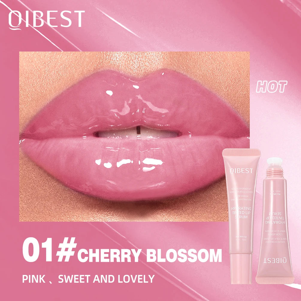 QIBEST Watery Crystal Clear Jelly Lip Oil Lip Balm Moisturizing Smoothing Lip Lines Jelly Pout Lip Gloss Glass Tinted Lip Glaze