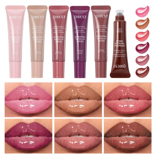 Nude Brown Plumping Lip Gloss Moisturising Colored Lip Serum Transparent Fullness Lips Tint Soft Tube Make Up Beauty Lips Care