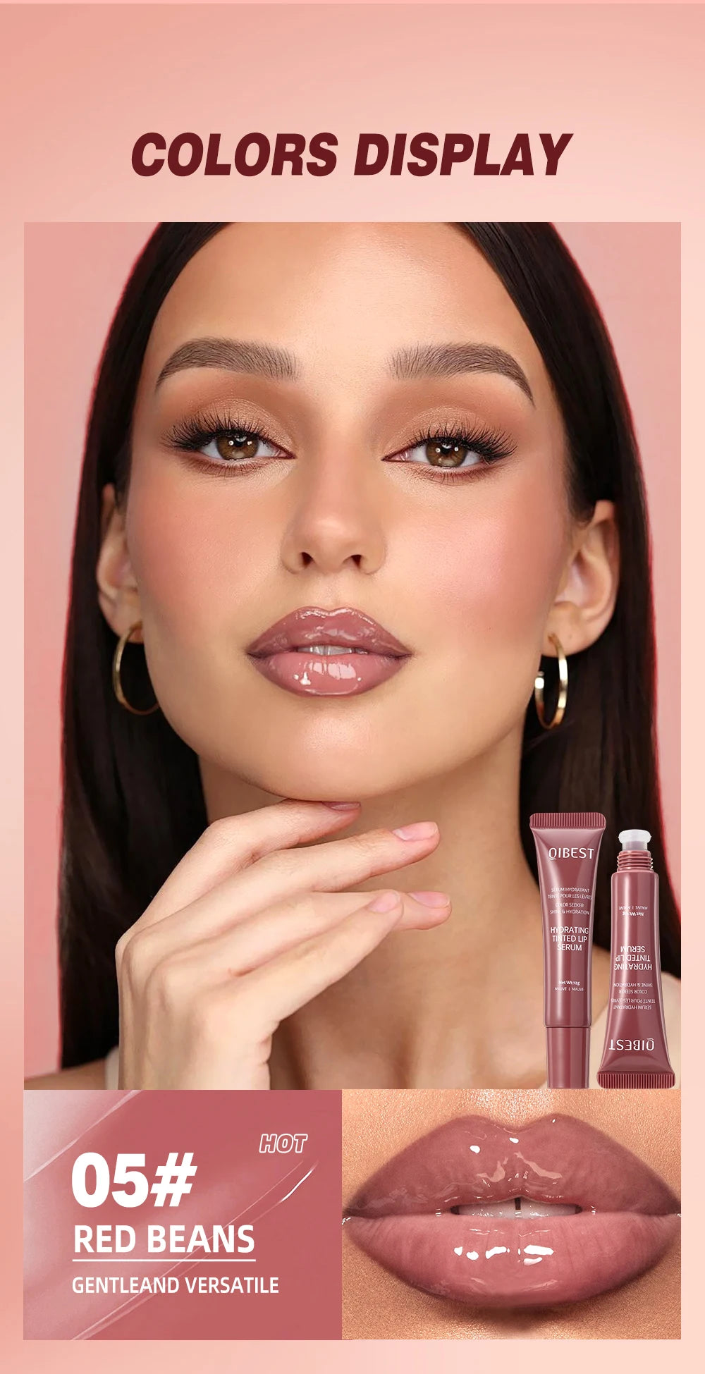 Nude Brown Plumping Lip Gloss Moisturising Colored Lip Serum Transparent Fullness Lips Tint Soft Tube Make Up Beauty Lips Care