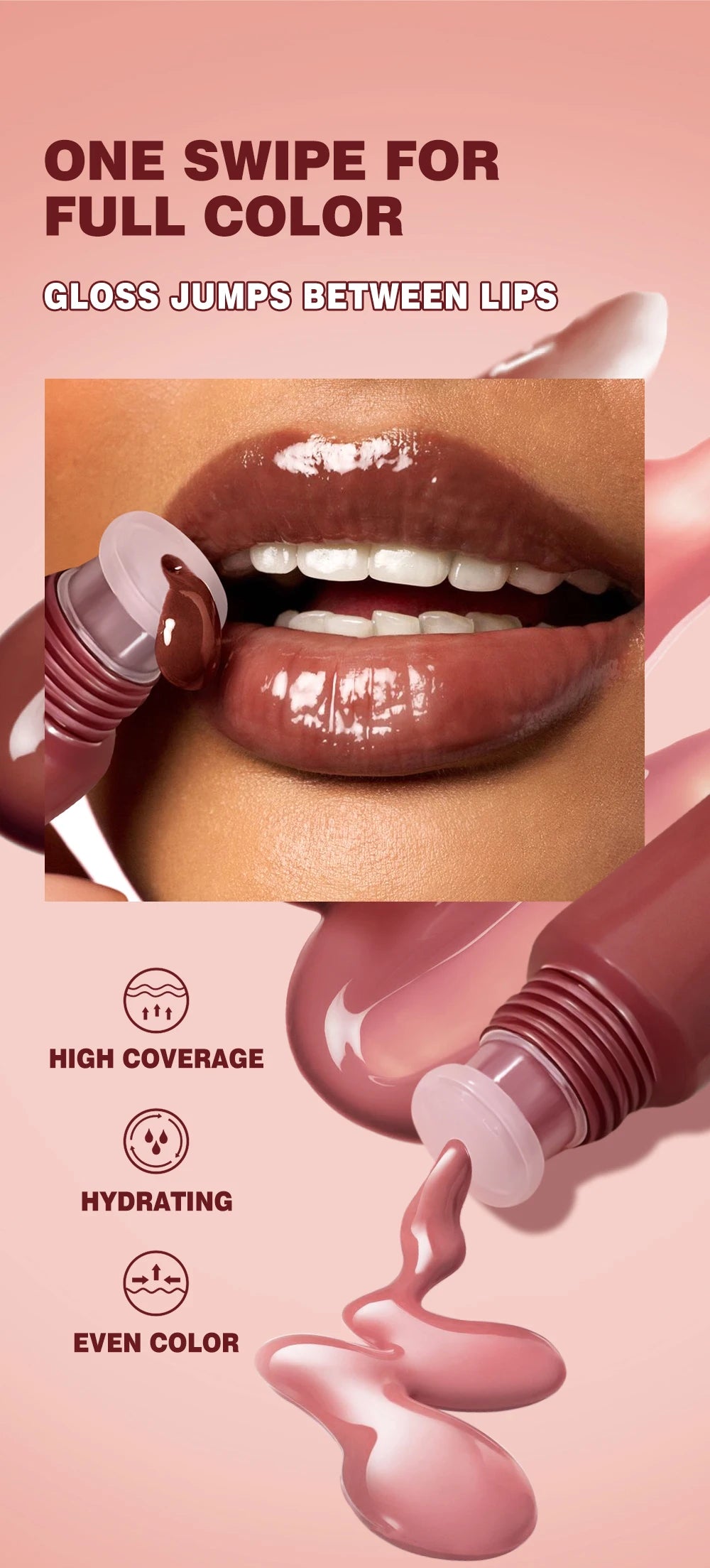 Nude Brown Plumping Lip Gloss Moisturising Colored Lip Serum Transparent Fullness Lips Tint Soft Tube Make Up Beauty Lips Care