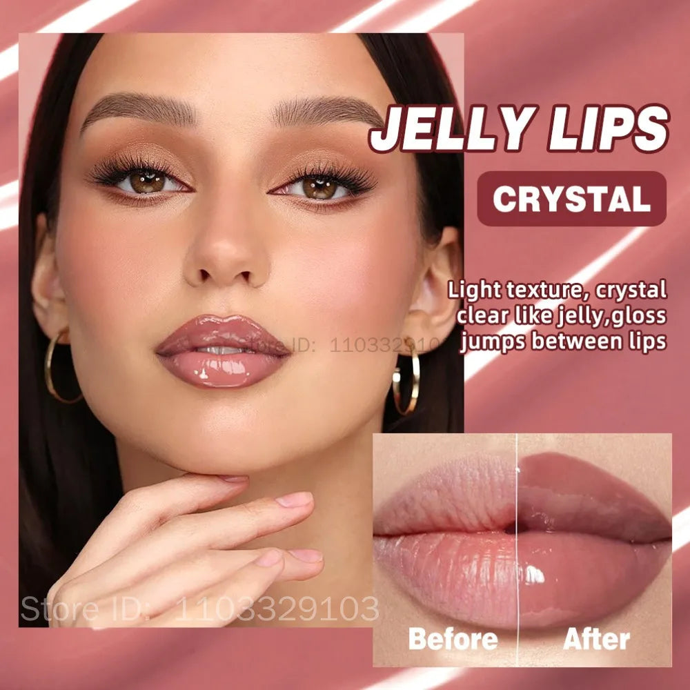 QIBEST Crystal Lip Balm Moisturizing Lip Gloss Oil Jelly Lipgloss Long Lasting Liquid Lipstick Hydrating Tinted Lip Serum Makeup