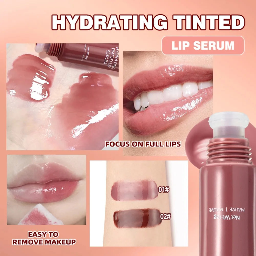 Nude Brown Plumping Lip Gloss Moisturising Colored Lip Serum Transparent Fullness Lips Tint Soft Tube Make Up Beauty Lips Care