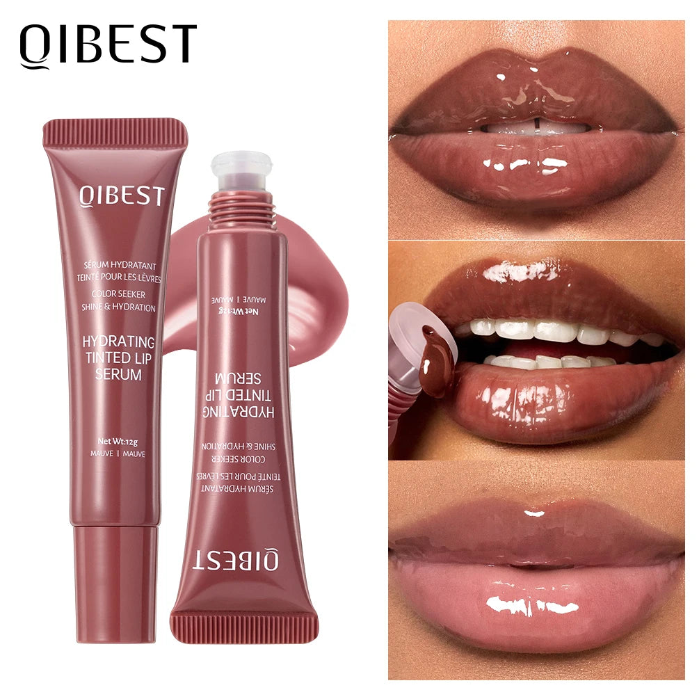 Nude Brown Plumping Lip Gloss Moisturising Colored Lip Oil Transparent Fullness Lips Tint Soft Tube Make Up Beauty Lips Care 12g