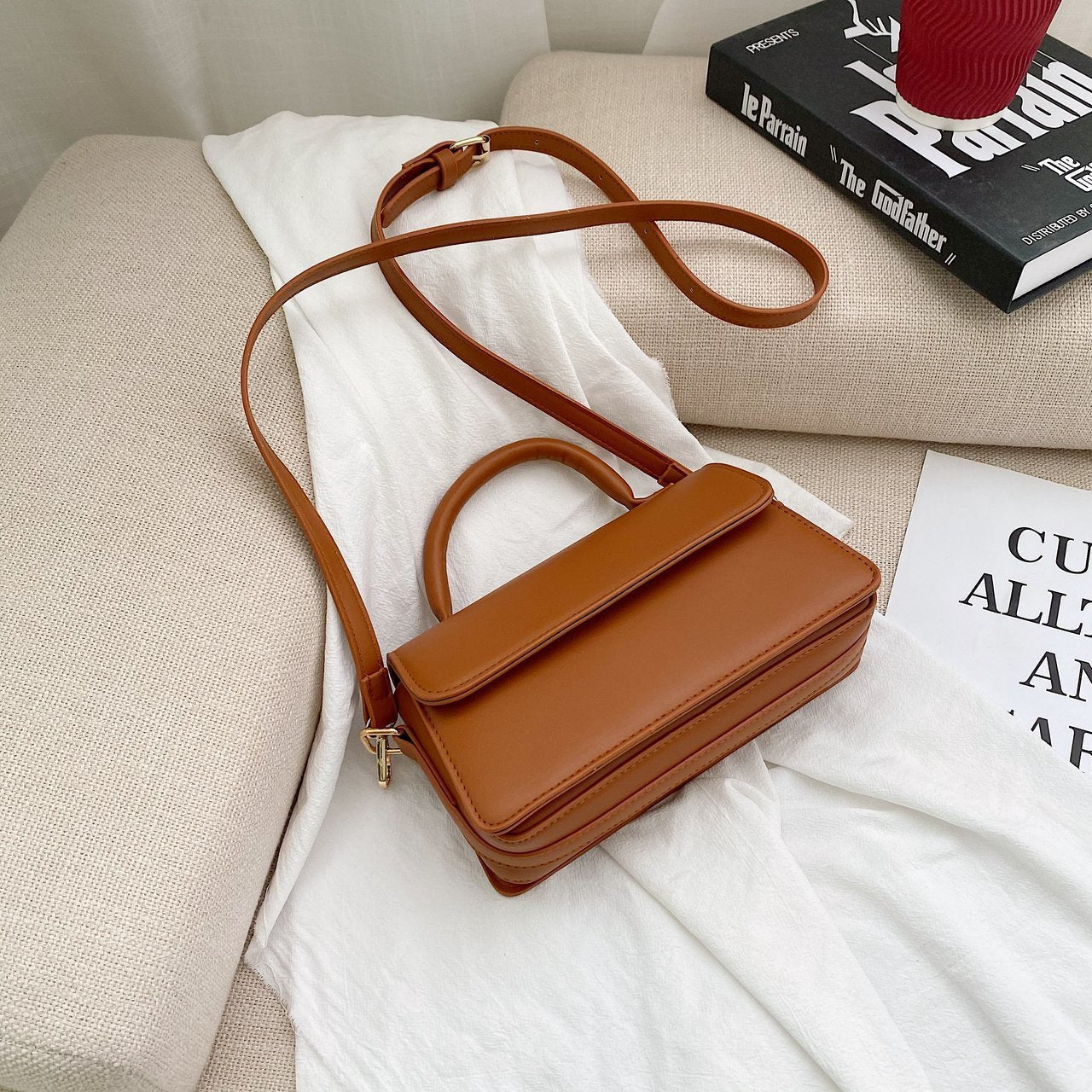 Retro Textured Solid Color Simple Handheld Versatile Shoulder Bag