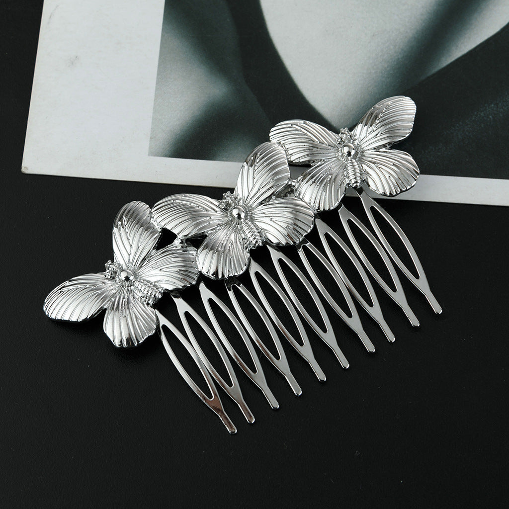 Golden Leaf Butterfly Vintage Alloy Hair Comb