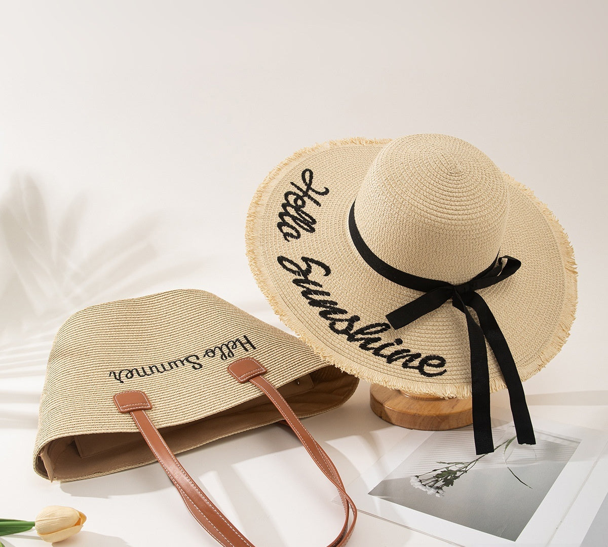 Seaside Vacation Sun Protection Straw Hat Bag Set