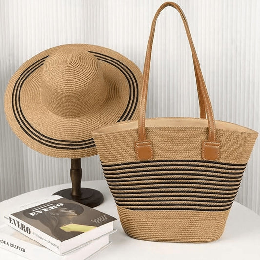 Seaside Vacation Sun Protection Straw Hat Bag Set