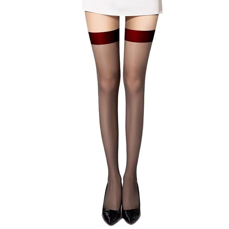 Thigh Stockings Women's Red Edge Black Edge Stockings Thin Black Silk