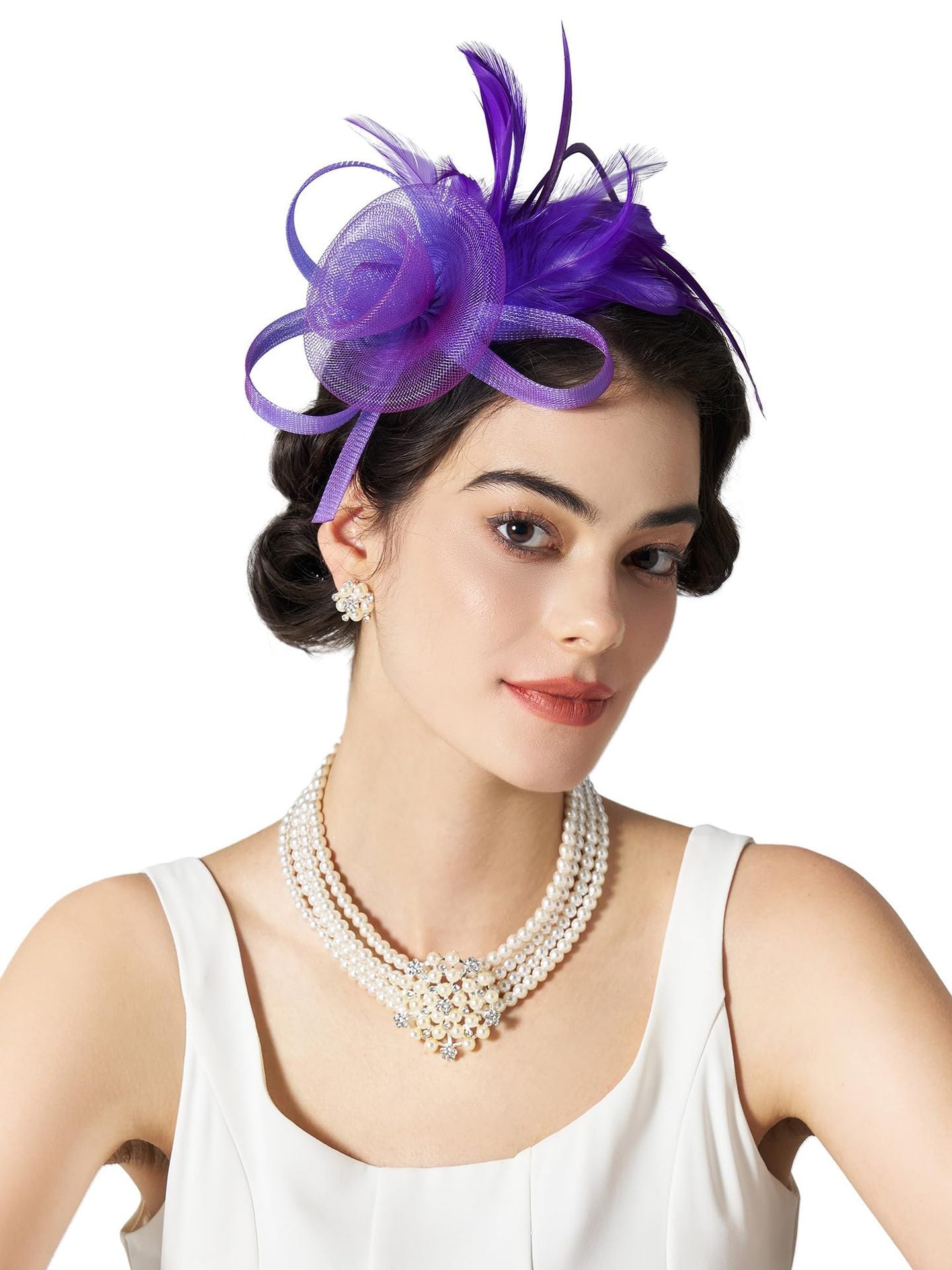 Mesh Feather Headwear Elegant Retro Versatile Headband