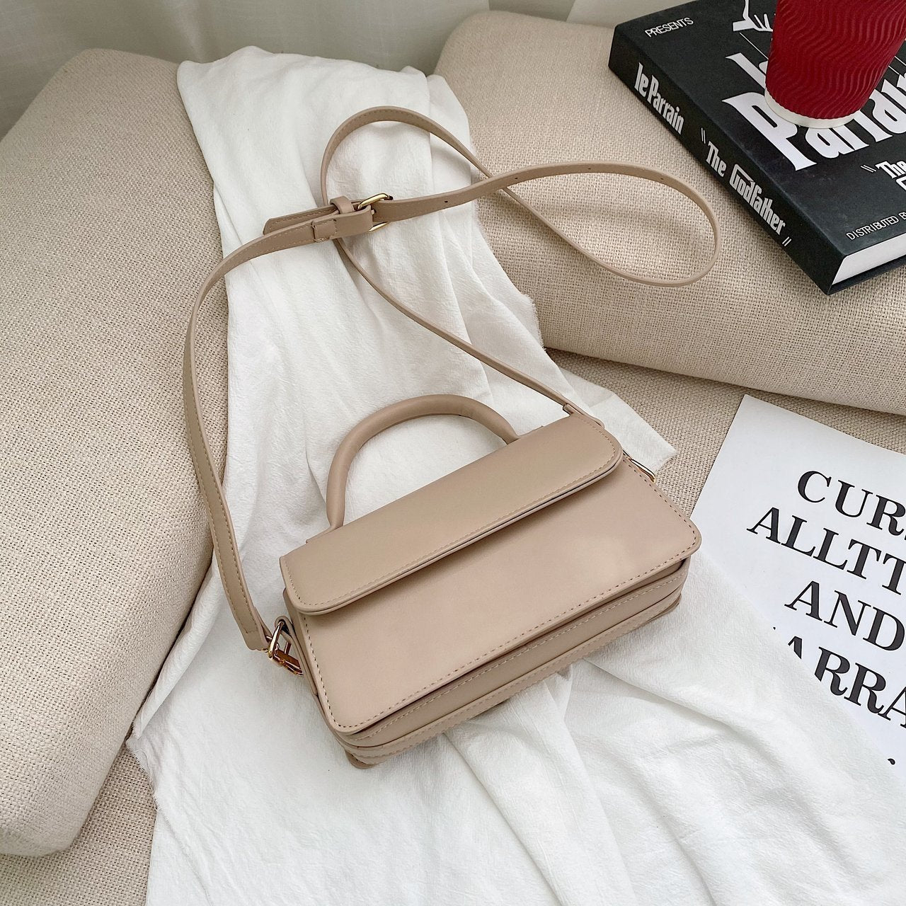 Retro Textured Solid Color Simple Handheld Versatile Shoulder Bag