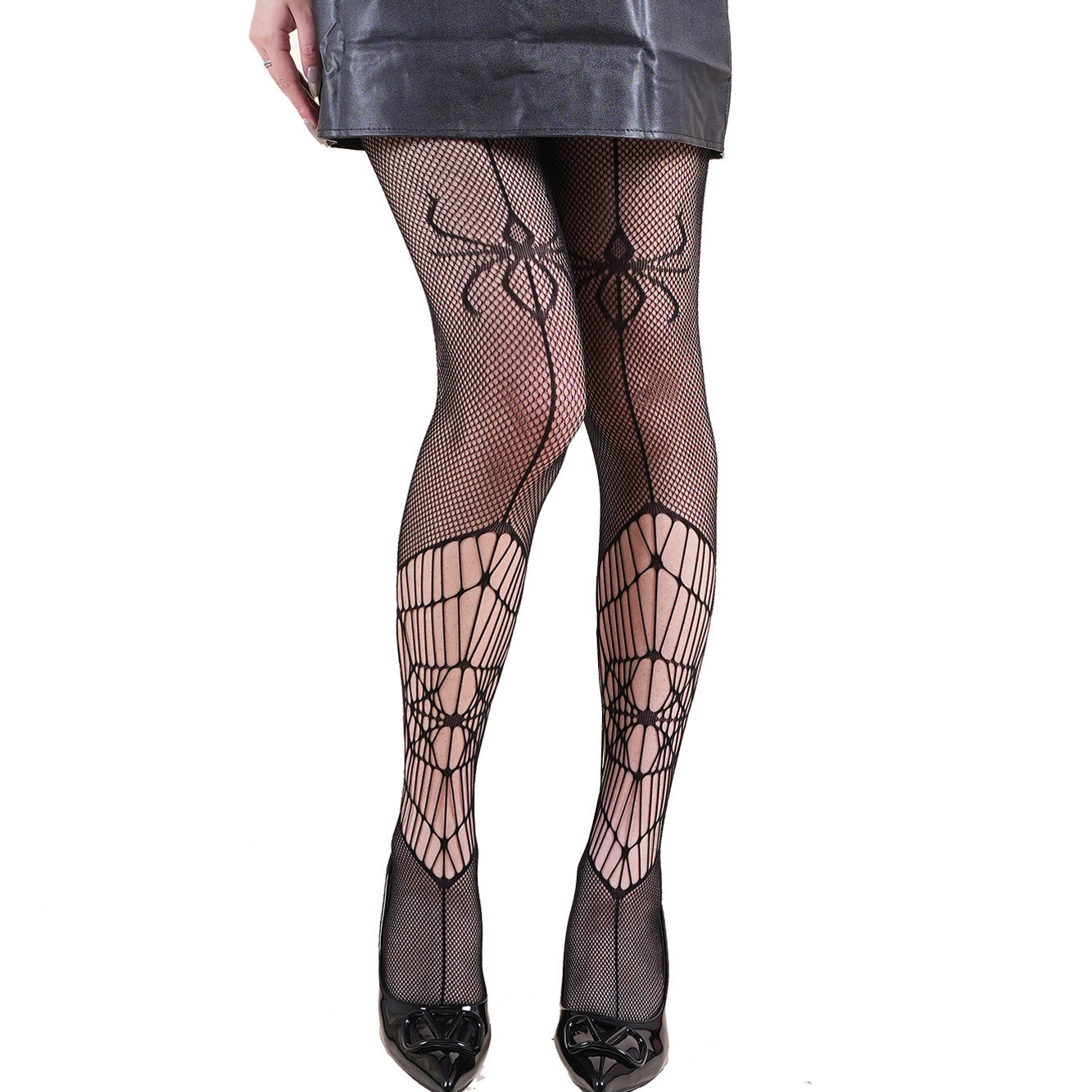 Halloween Spider Web Leopard Print Fishnet Stockings Women