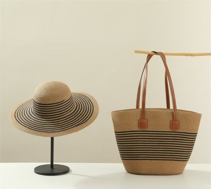 Seaside Vacation Sun Protection Straw Hat Bag Set
